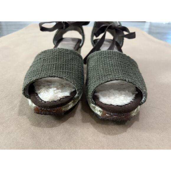 UGG Australia Mar Green Suede Espadrille Wedge Heels With Ankle Tie Size US 9 - Picture 11 of 11